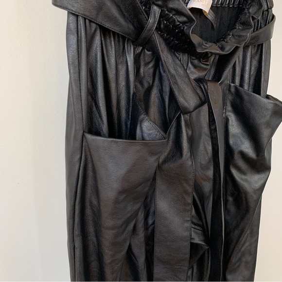 Ramy Brook Black Faux Leather Paper Bag Waist Pants Size S - Picture 4 of 7